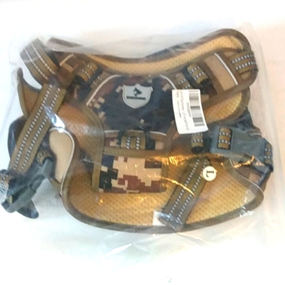 BROWN CAMOUFLAGE TACTICAL DOG HARNESS REFLECTIVE TRAINING VEST SIZE LARGE NWT - Picture 8 of 8